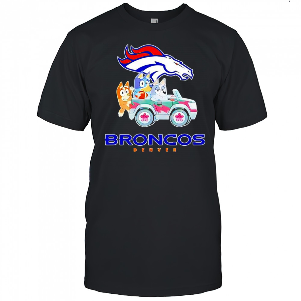 Denver Broncos Bluey cartoon charactor shirt