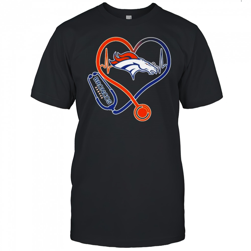 Denver Broncos Nurse Heartbeat Stethoscope T-shirt