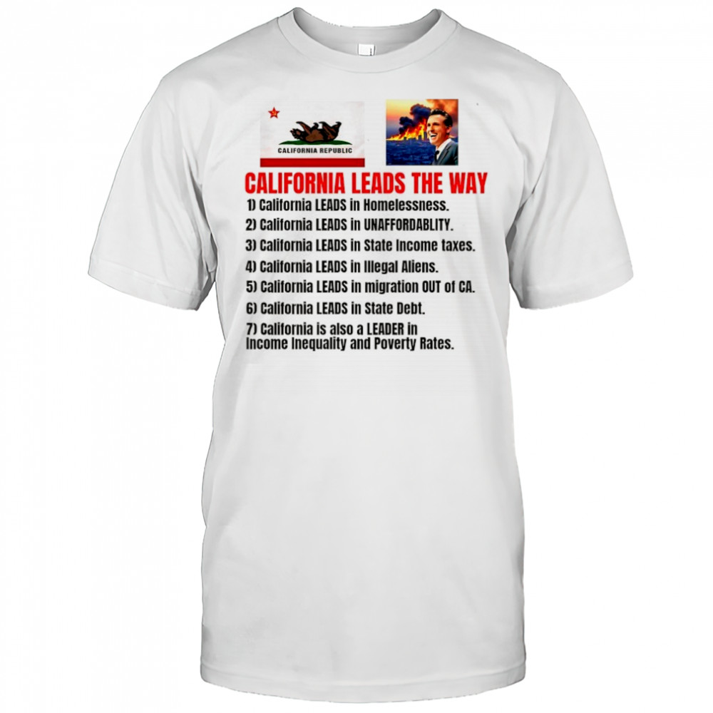 Gavin Newsom California Leads the way California Leads in Homelessness Unaffordablity shirt