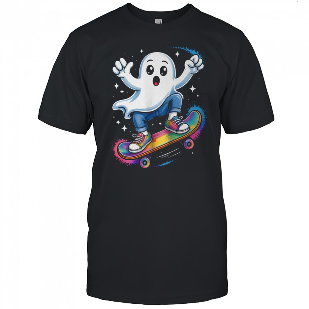 Ghost On Skateboard Funny Halloween Costume Skateboarding shirt