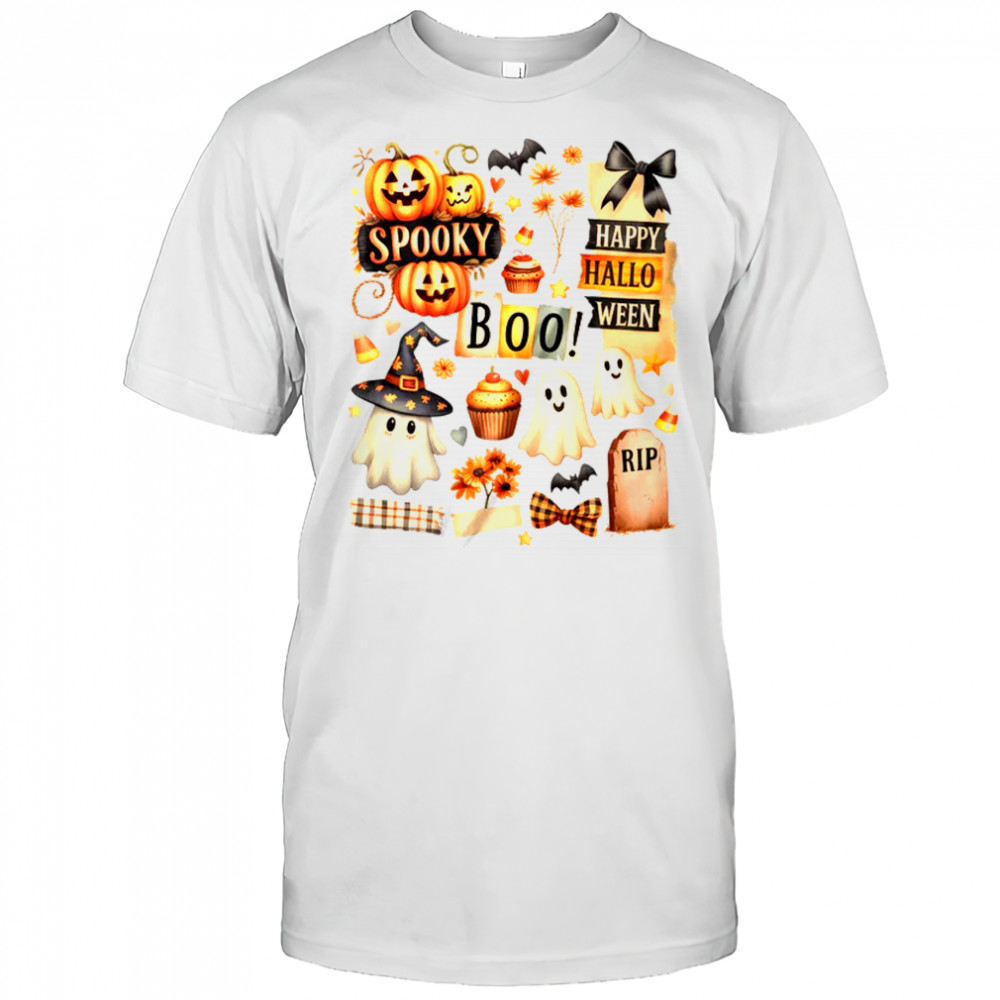 Halloween Pumpkin Boho Floral Fall Autumn Spooky Season shirt
