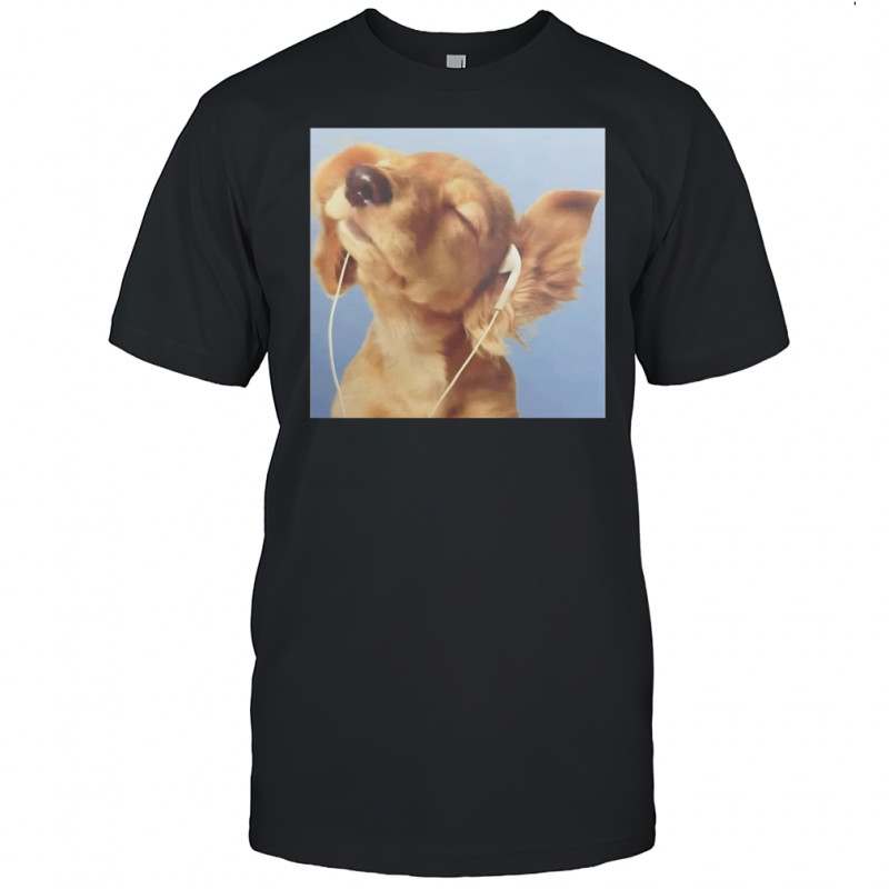Headphones blue dog shirt