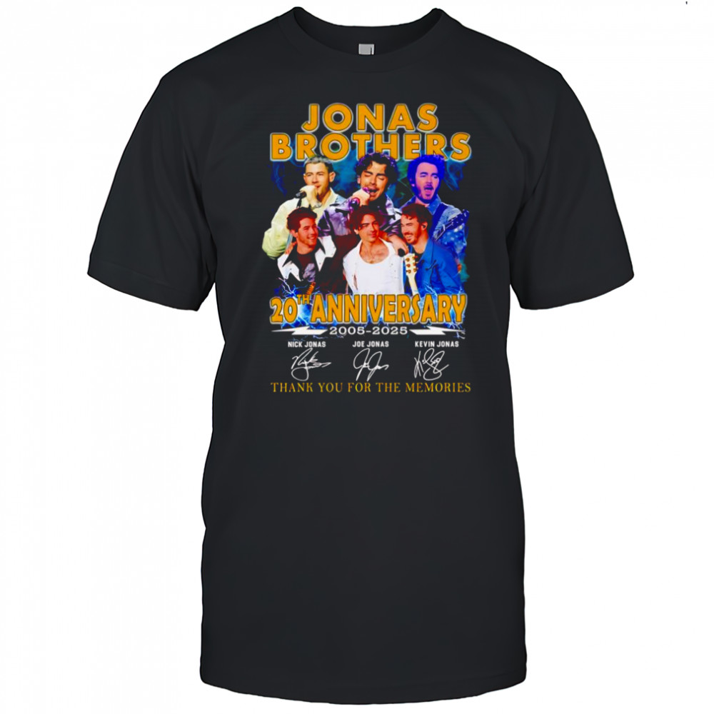 Jonas Brothers 20th anniversary 2005 2025 thank you for the memories shirt