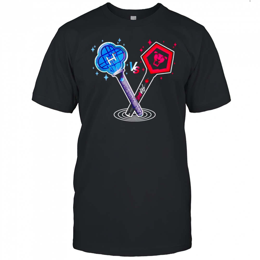 KPop Demon Hunters HUNTRIX and Saja Boys light sticks shirt