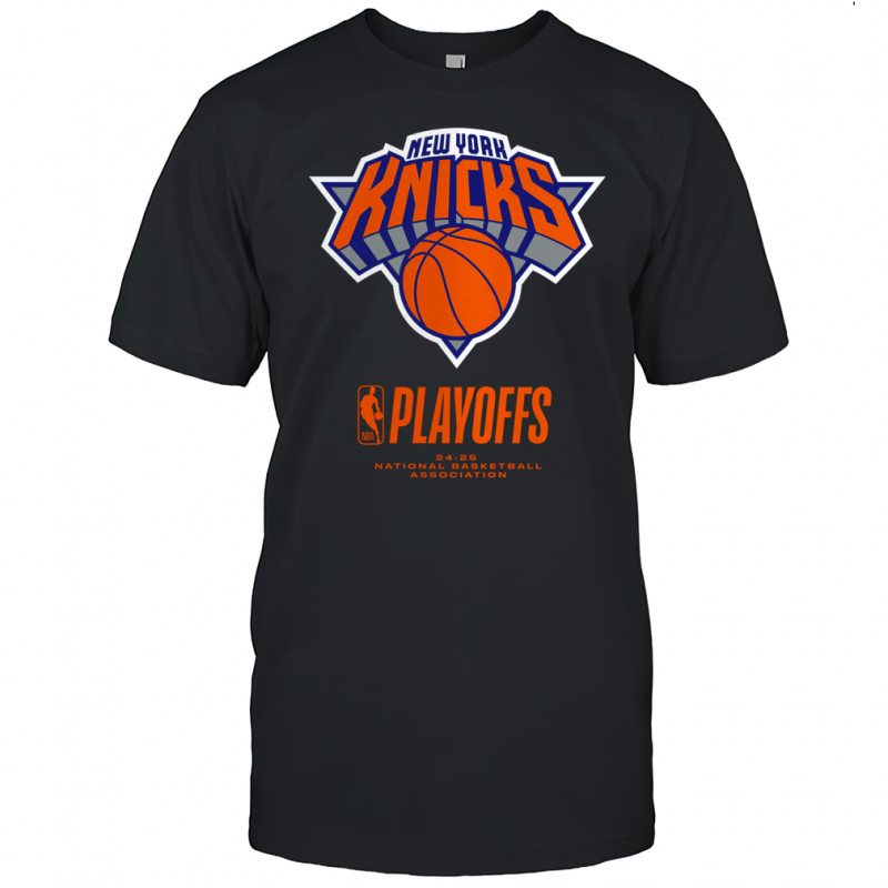 New York Knicks Black 2025 NBA Playoffs Alley Oop T Shirt