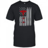 Patriotic Medical American Flag Red Caduceus Heartbeat T-Shirt