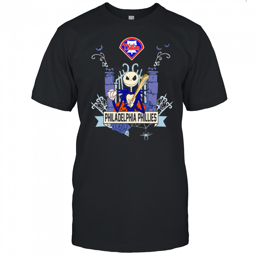 Philadelphia Phillies Baseball Jack Skellington Halloween shirt