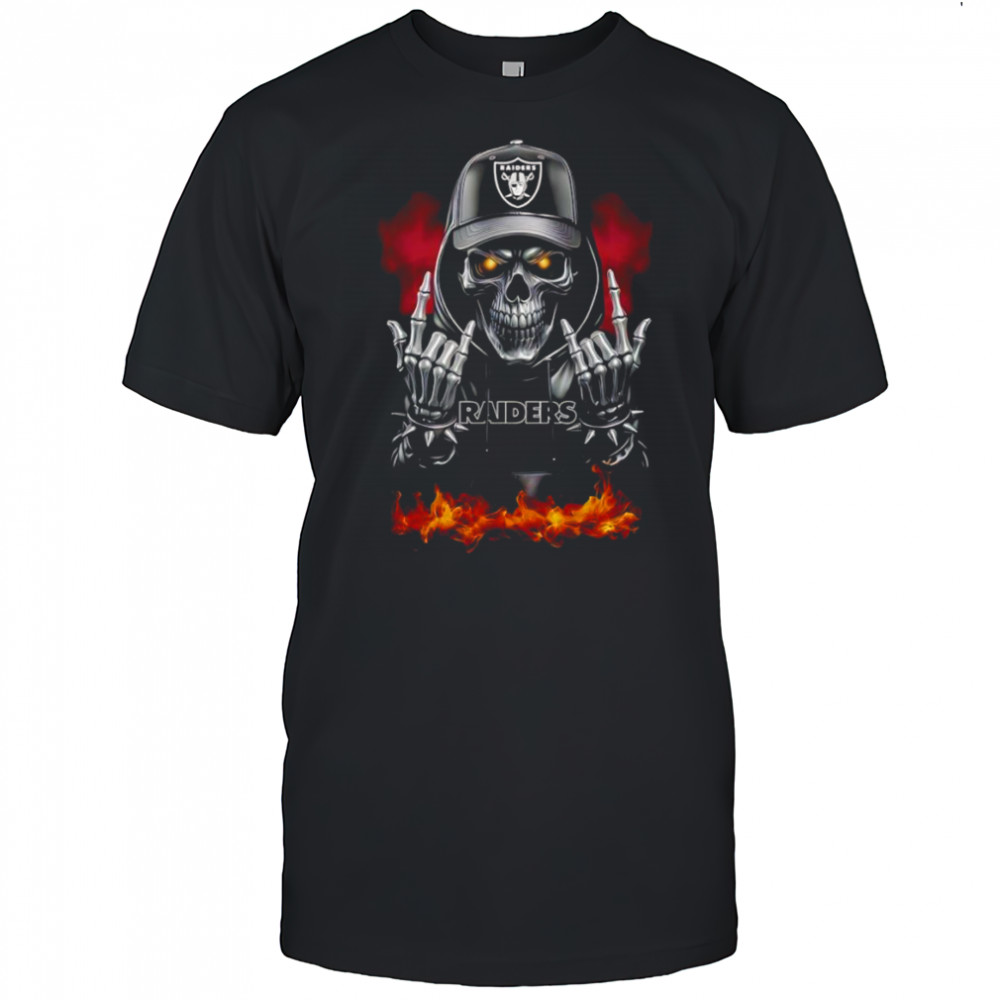 Skeleton with sign of the horns Las Vegas Raiders shirt