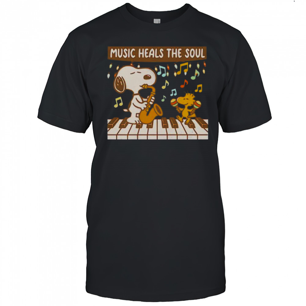 Snoopy And Woodstock Piano Music Heals The Soul T-Shirt