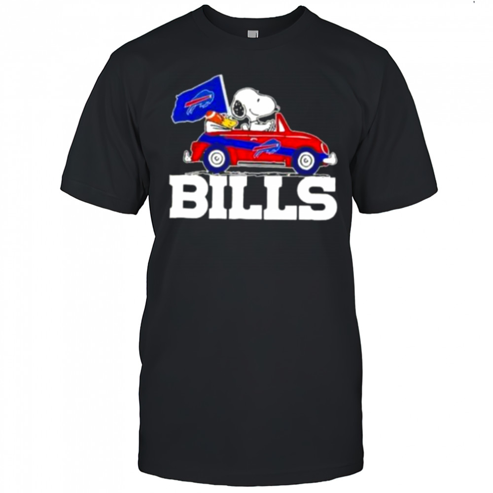 Snoopy driving car Buffalo Bills football shirt