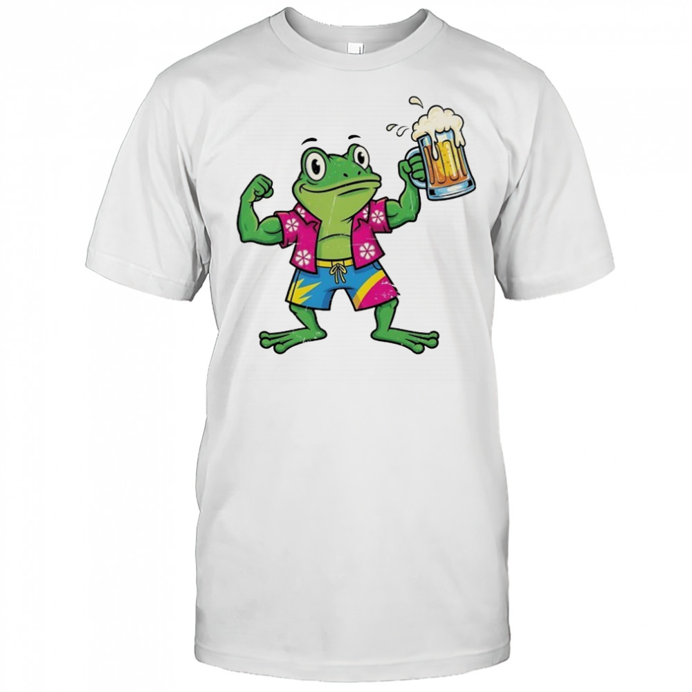 Strong Frog cheers beer after a workout shirt