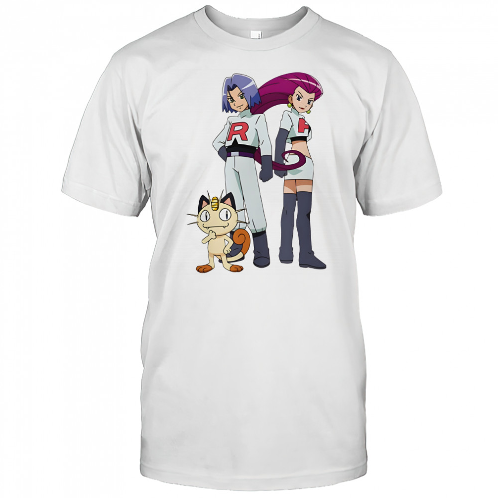 Team Rocket Members Jessie James And Meowth In The Pokemon shirt