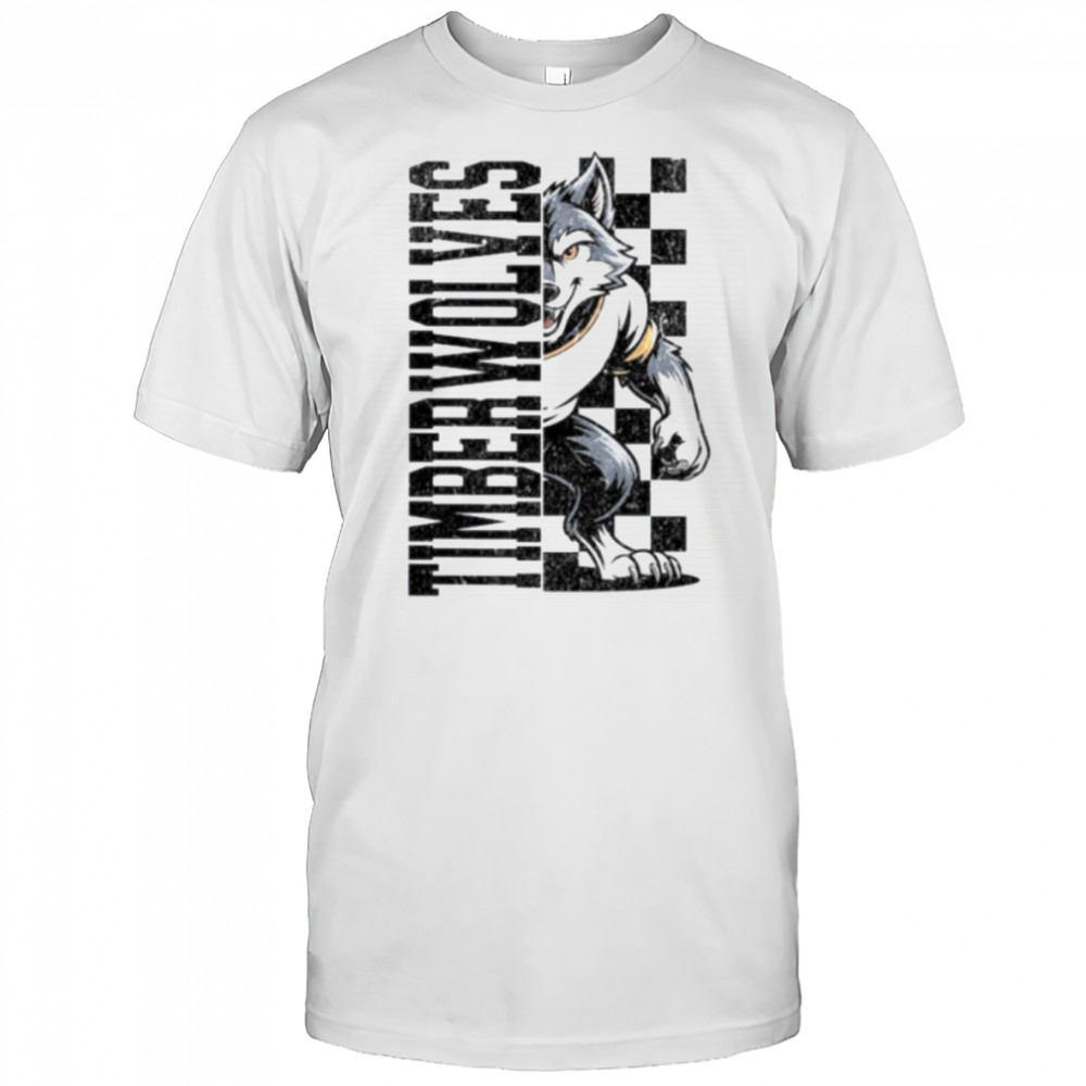 Timberwolves Mascot with Retro Checkered Style Shirt
