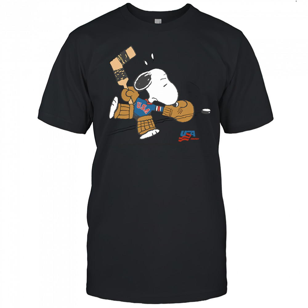 Top peanuts Snoopy goalie USA hockey shirt