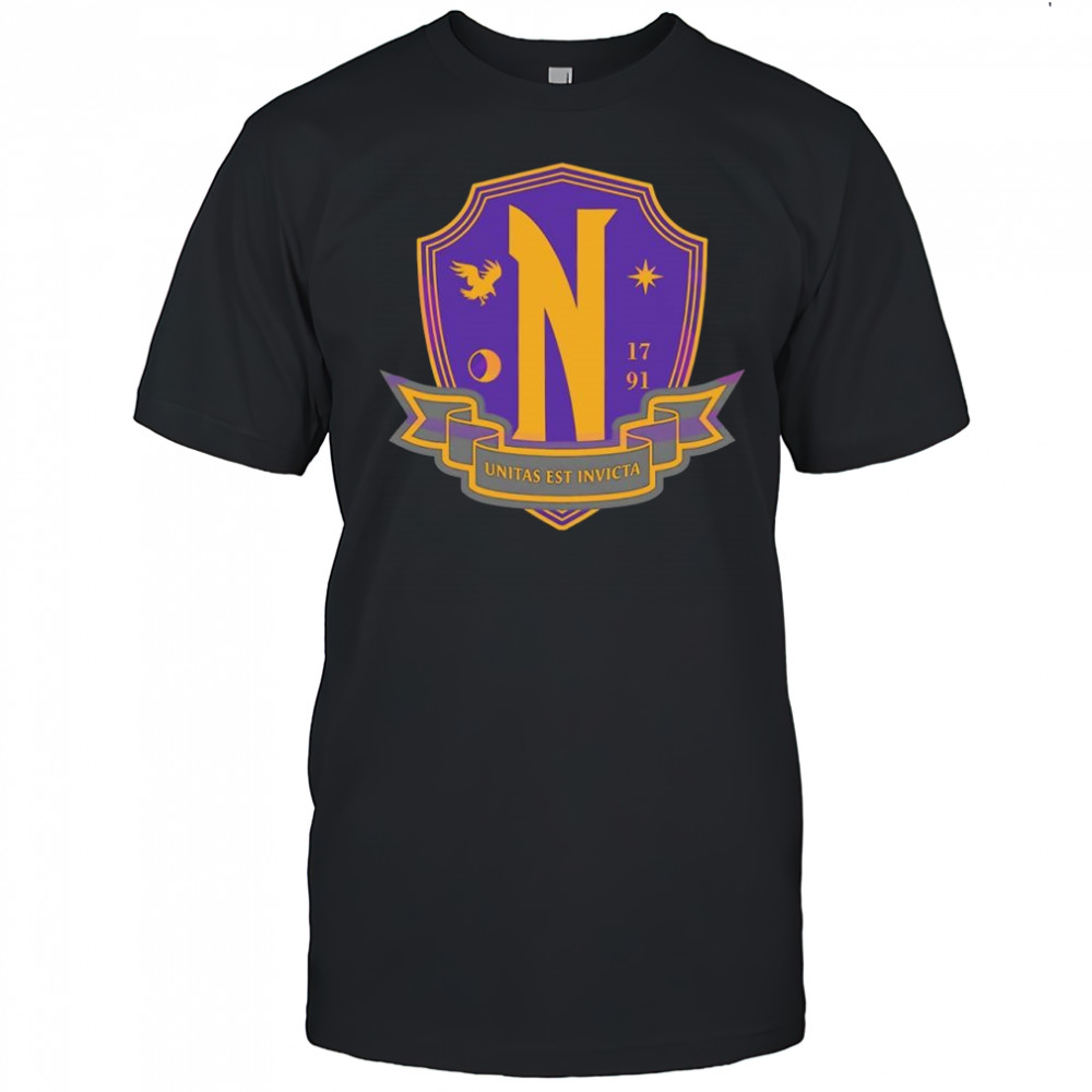 Wednesday Nevermore academy crest gothic school emblem 1791 shirt