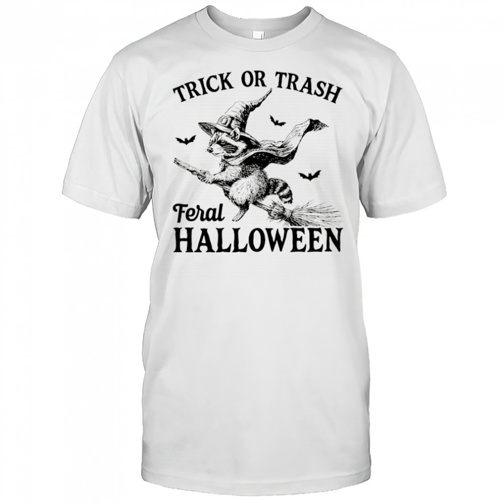 Wizard Raccoon trick or trash feral Halloween shirt