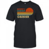 World’s Okayest Cashier Vintage Stripe Sunset T-Shirt