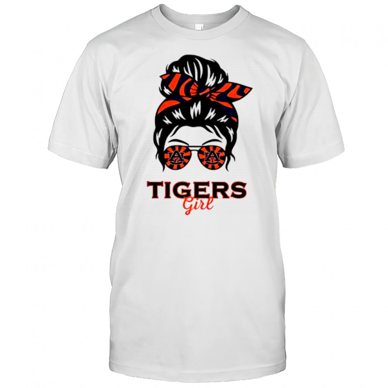Auburn Tigers girl messy bun glasses shirt