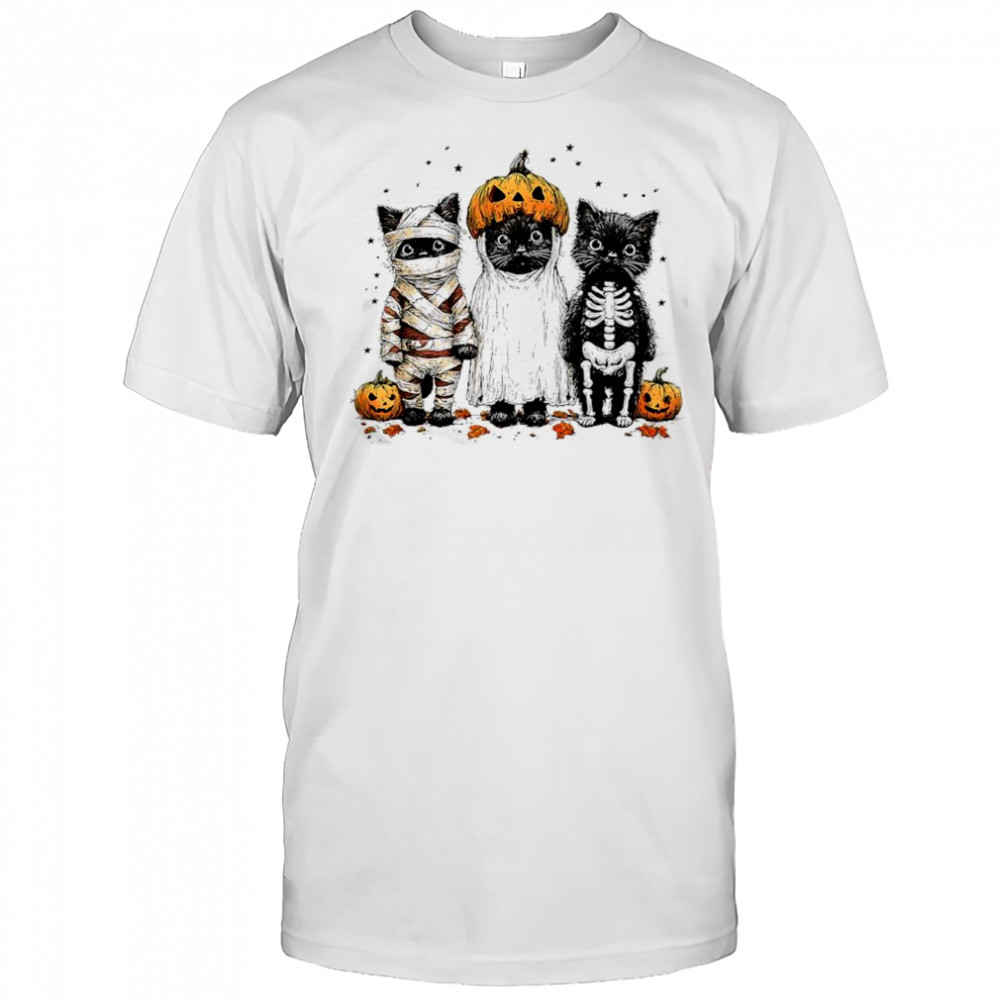 Black Cat Witch Scary Pumpkin Halloween shirt