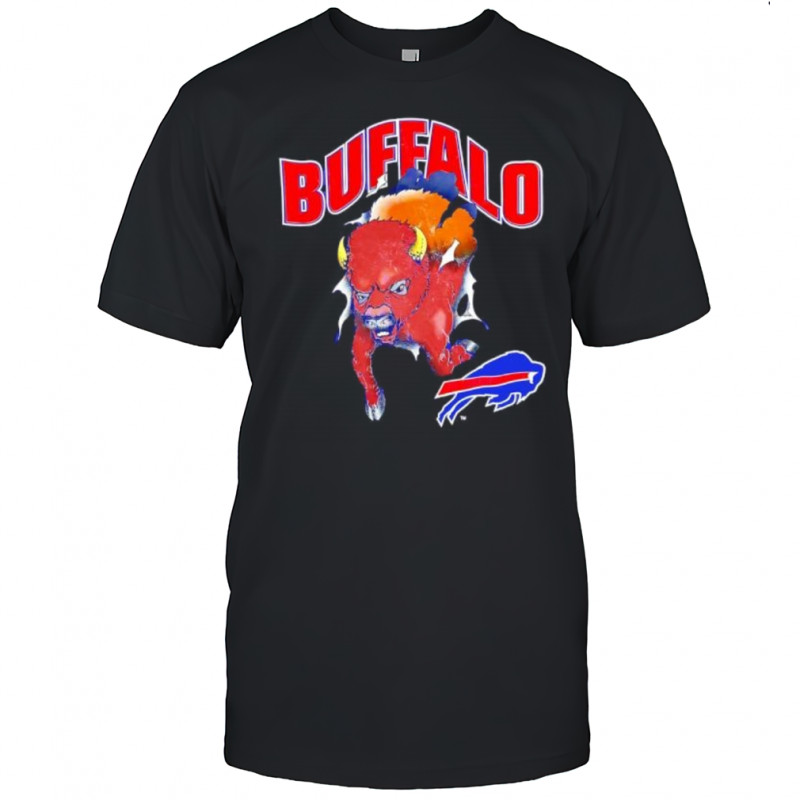 Buffalo Bills Mascot Charging Through Distressed Vintage shirt
