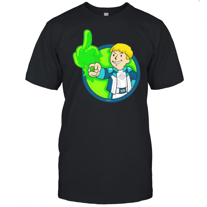 Cartoon Boy Middle Finger Green Glow shirt