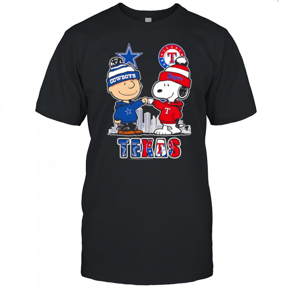 Charlie Brown and Snoopy x Dallas Cowboys and Texas Rangers logo shirt