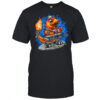 Charmander playing keyboard with heavy metal and fire shirt