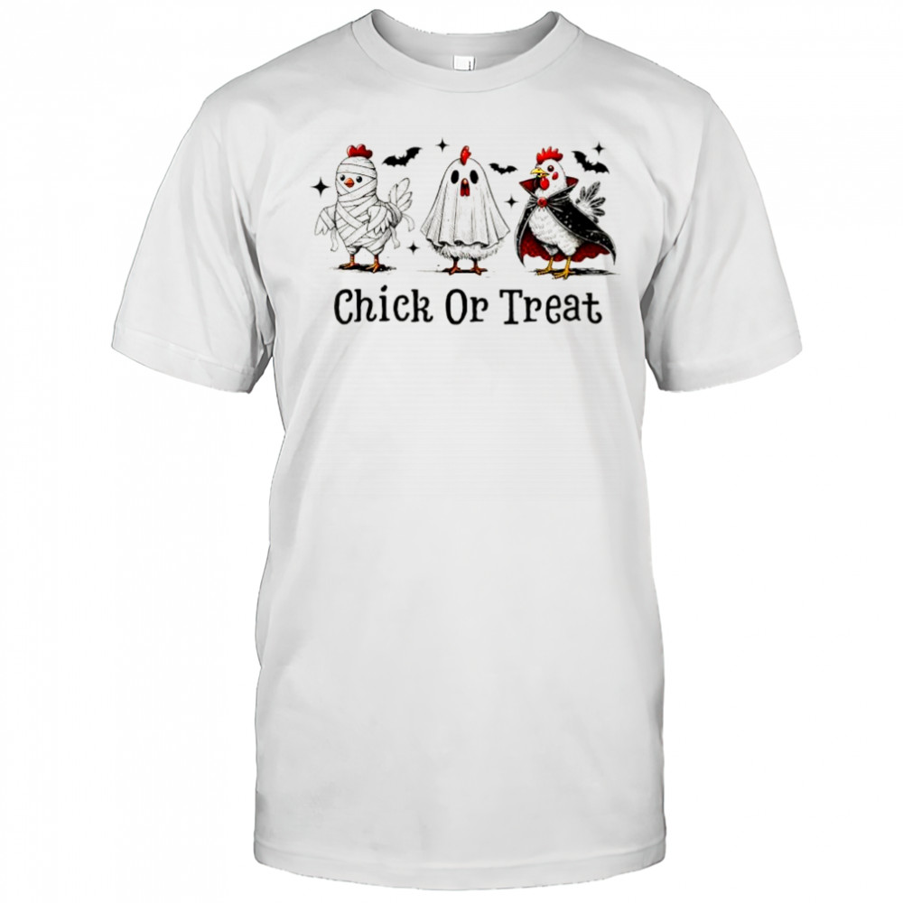 Chick Or Treat Funny Halloween Witch Spooky Cute Chicken shirt