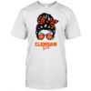 Clemson Tigers girl messy bun glasses shirt
