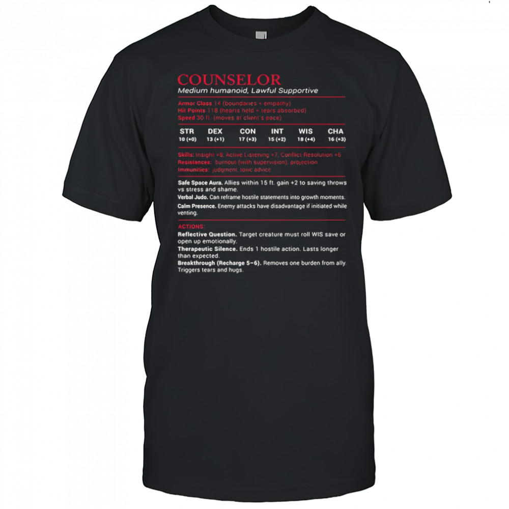 Counselor medium humanoid lawful supportive shirt