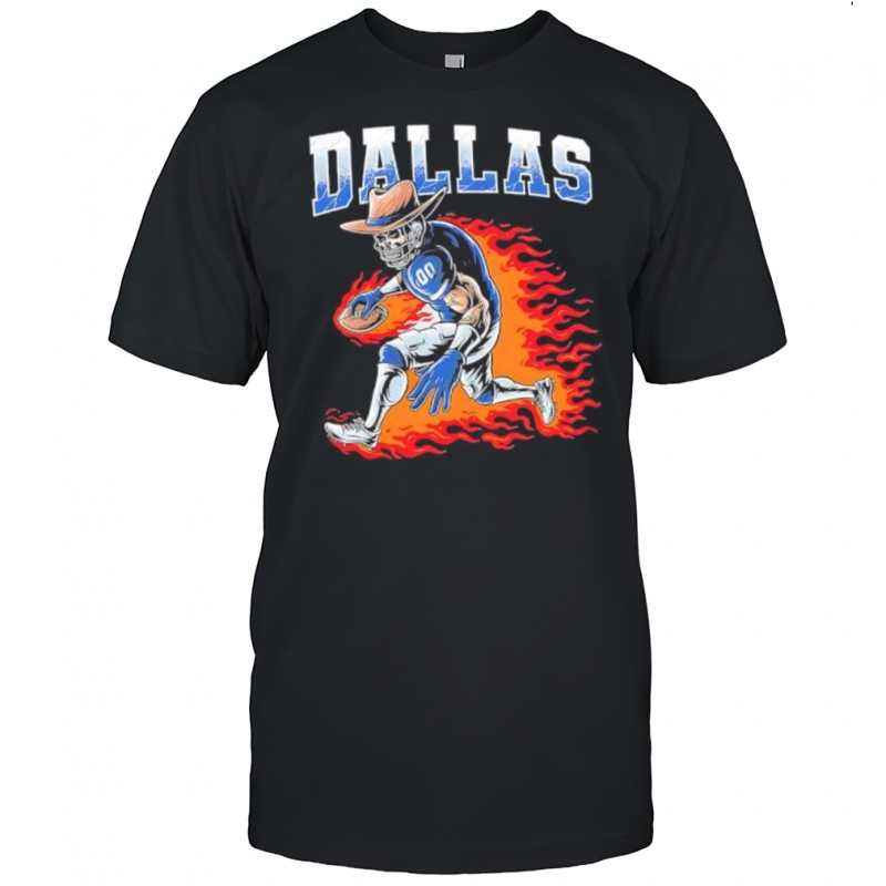 Dallas Football flaming cowboy skeleton player shirt
