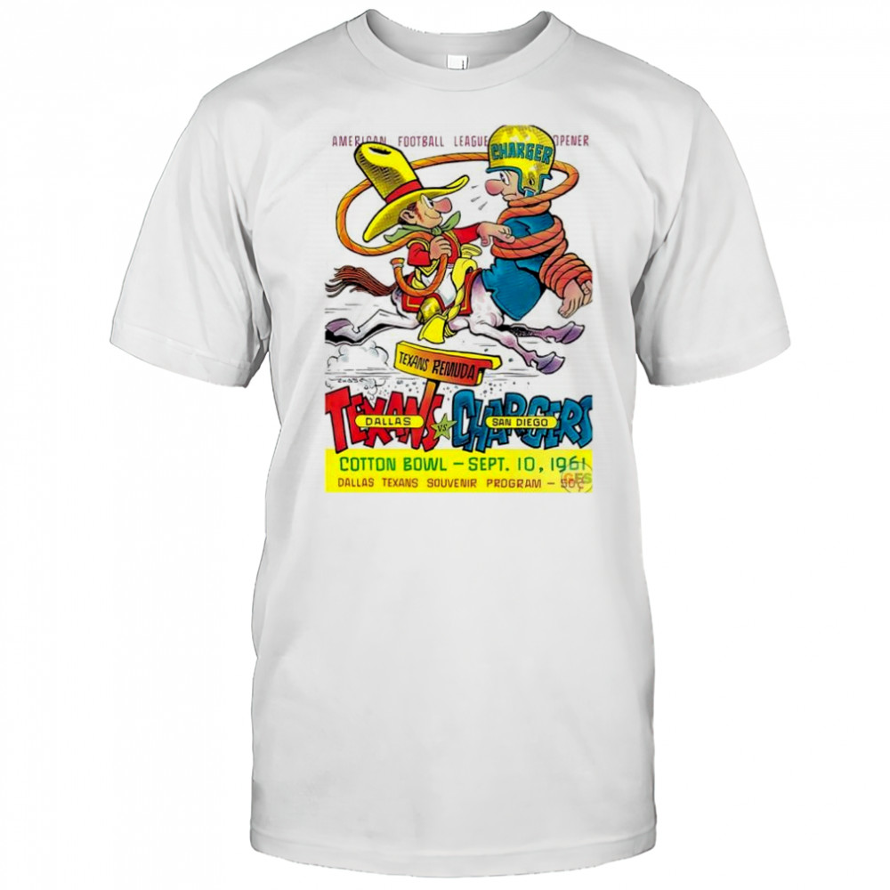 Dallas Texans vs San Diego Chargers football Cotton Bowl 1961 retro shirt
