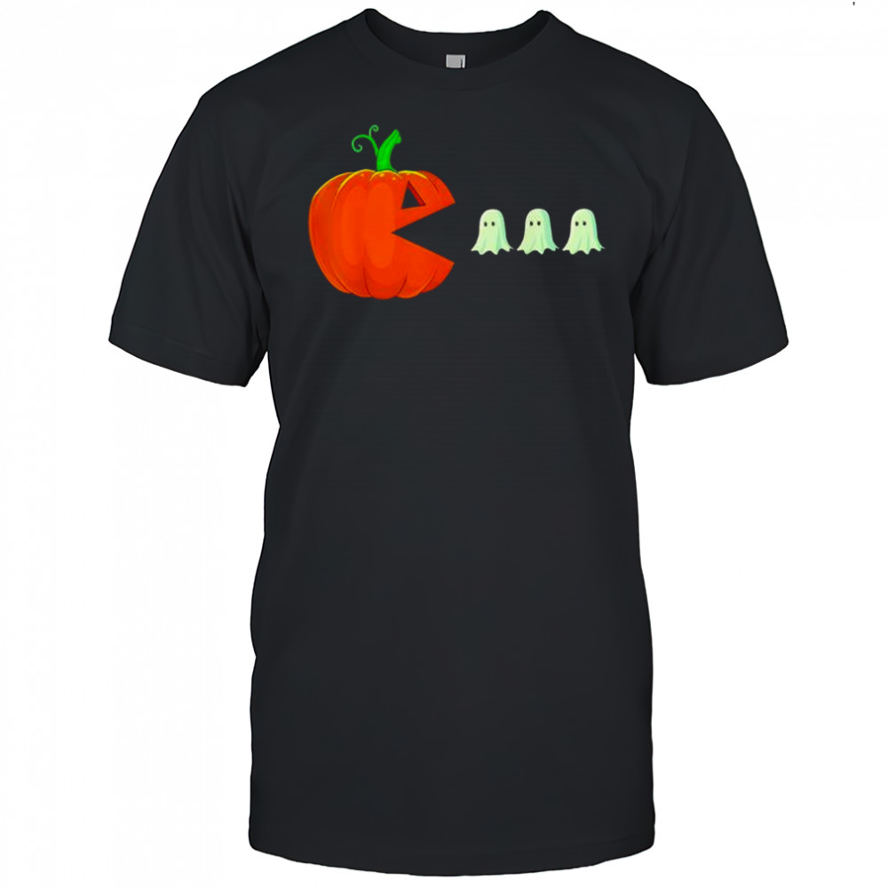 Ghost Eating Pumpkin Cool Spooky Halloween shirt