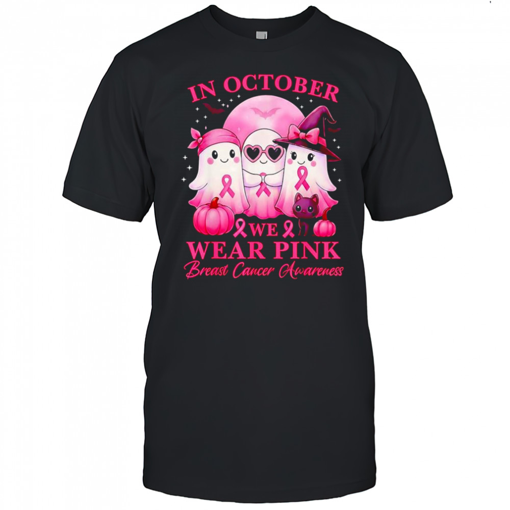 Ghost In october we wear pink breast cancer awareness Halloween shirt