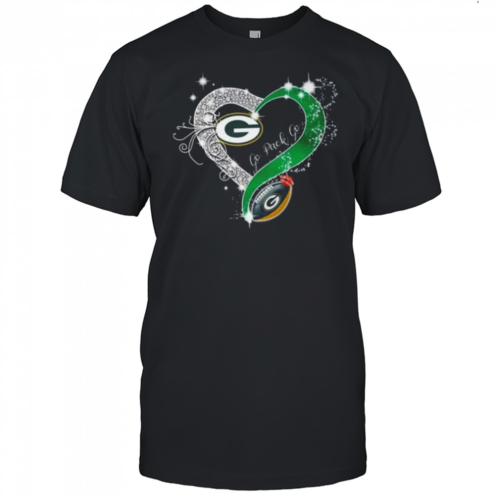 Green Bay Packers Go Pack Go Diamond Heart 2025 Shirt
