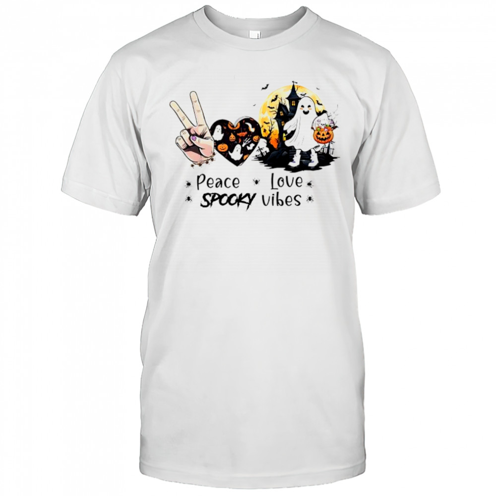Halloween Ghost Peace Love Spooky Vibes shirt