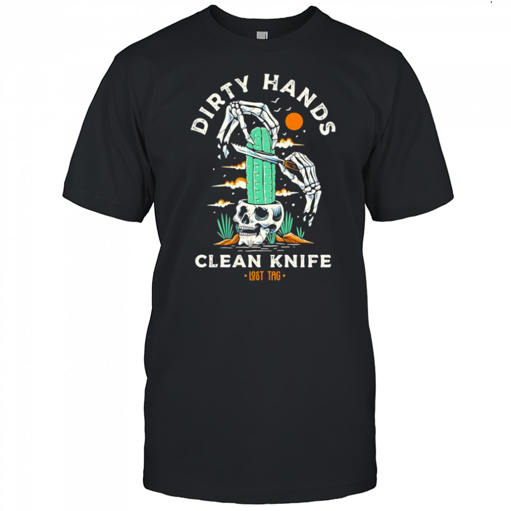 Halloween Skull dirty hands clean knife shirt