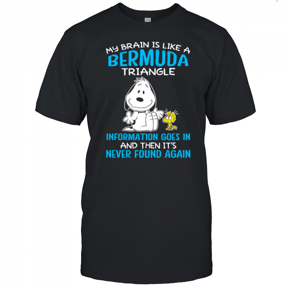Halloween Snoopy and Woodstock my brain is like a bermuda triangle information goes in shirt