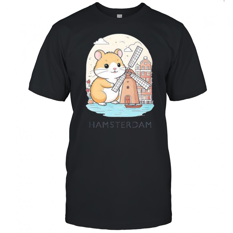Hamsterdam cute hamster amsterdam windmill tulips dutch city funny shirt