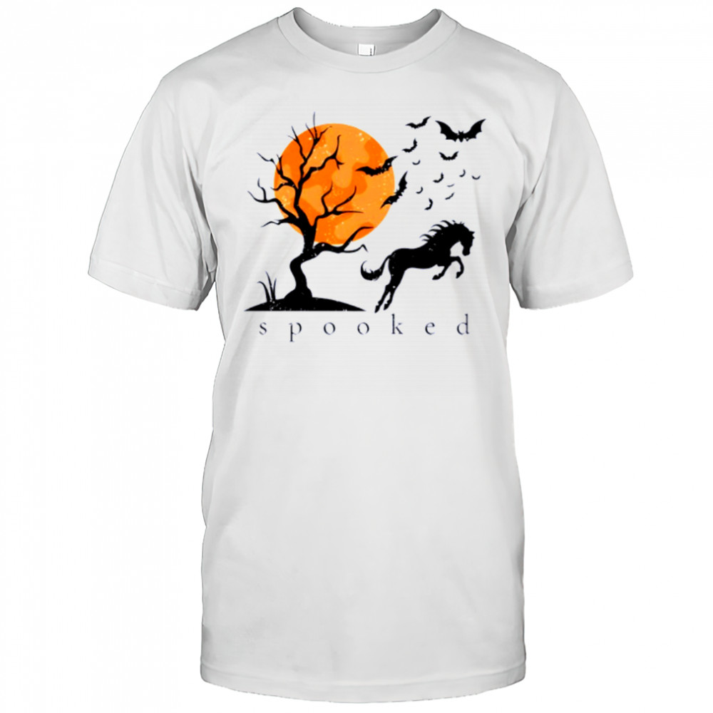 Horse vintage moon and bats equestrian spooked Halloween shirt