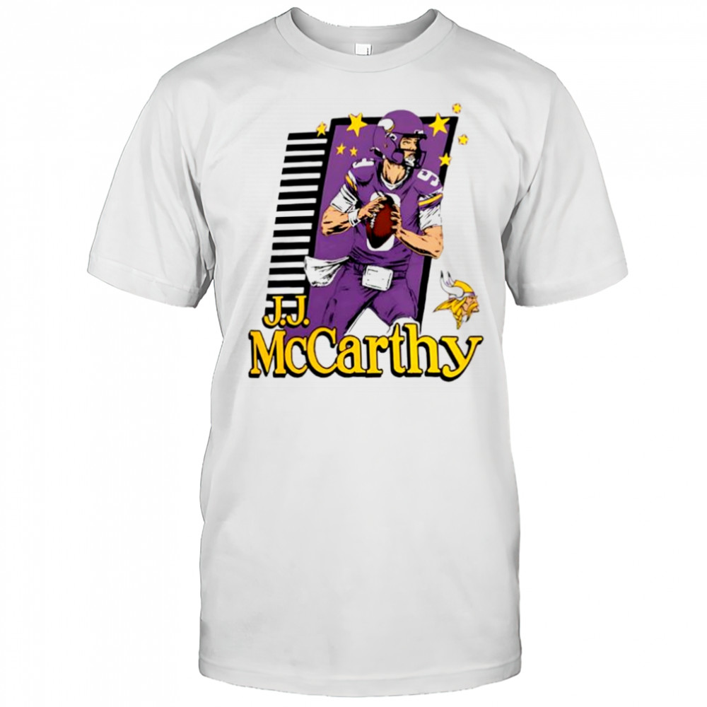 J.J. McCarthy Minnesota Vikings homage purple caricature player shirt