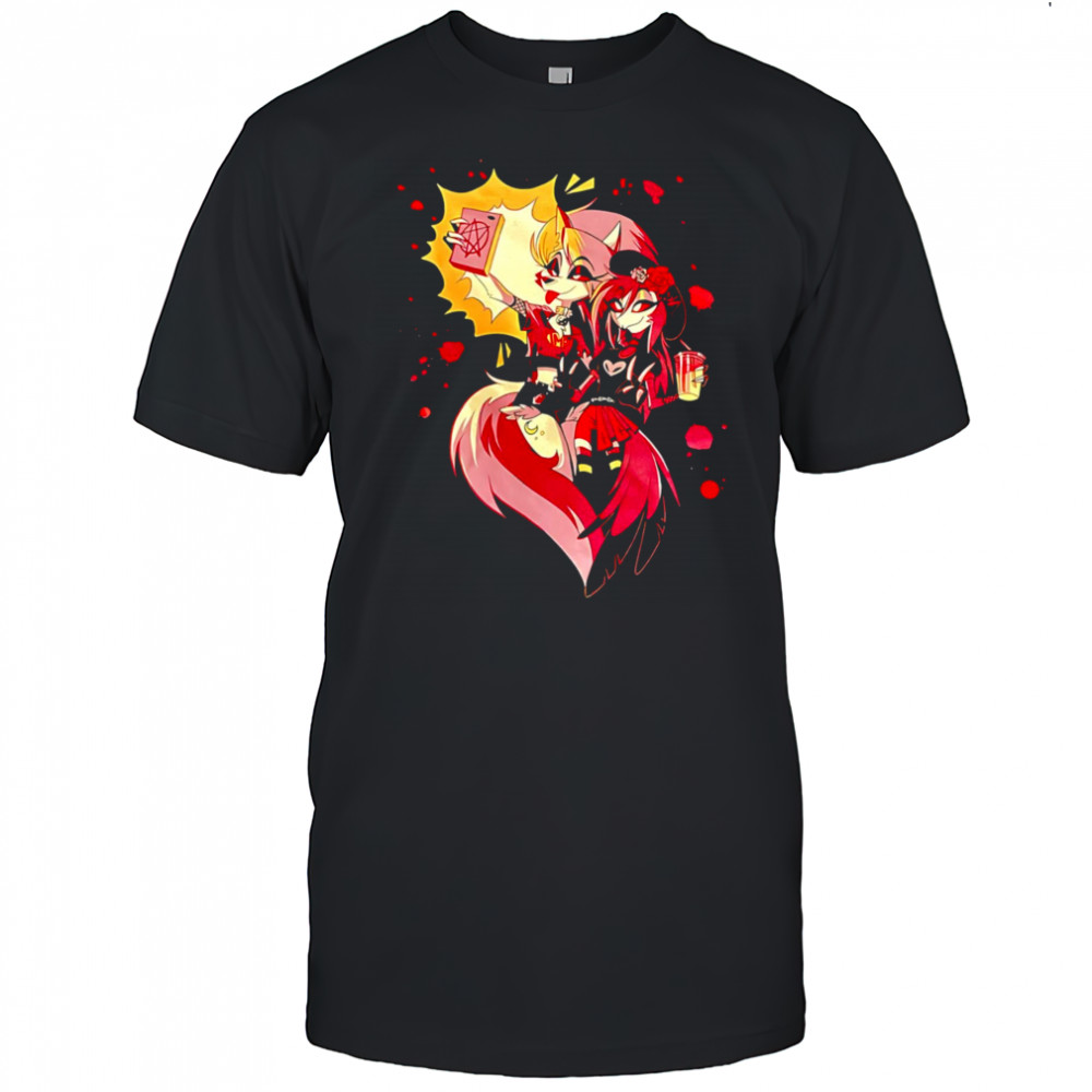Loona and Octavia Helluva Boss Characters Anime Cartoon Selfie Graphic shirt