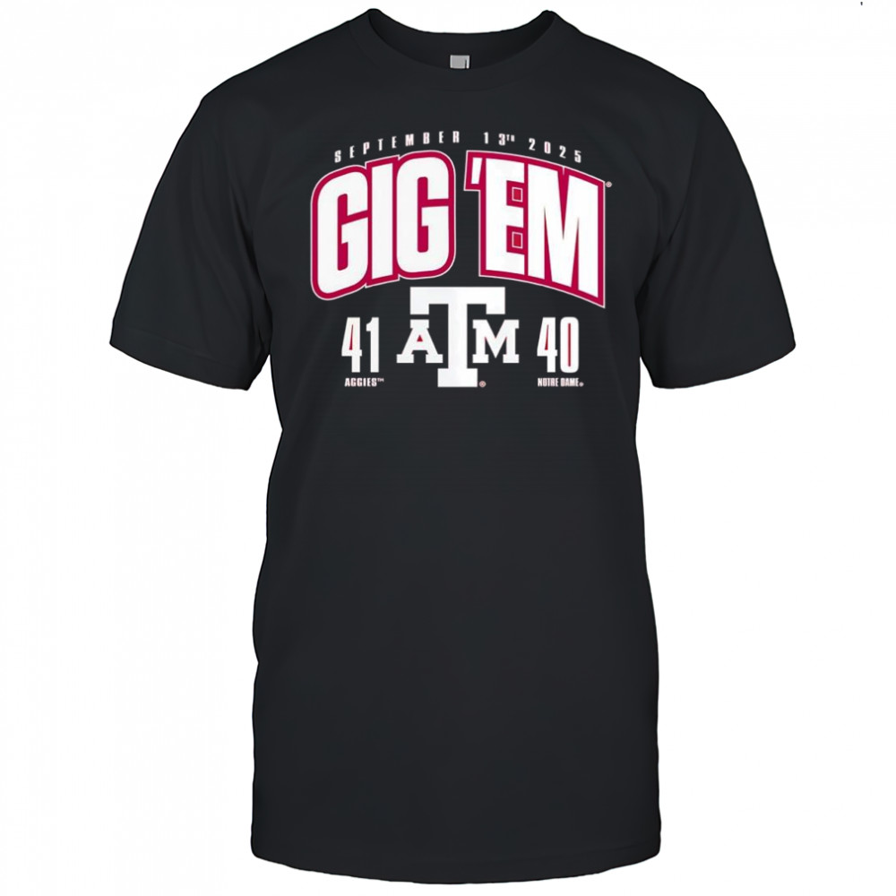 Maroon Texas A&M Aggies vs Notre Dame Fighting Irish 2025 Score shirt