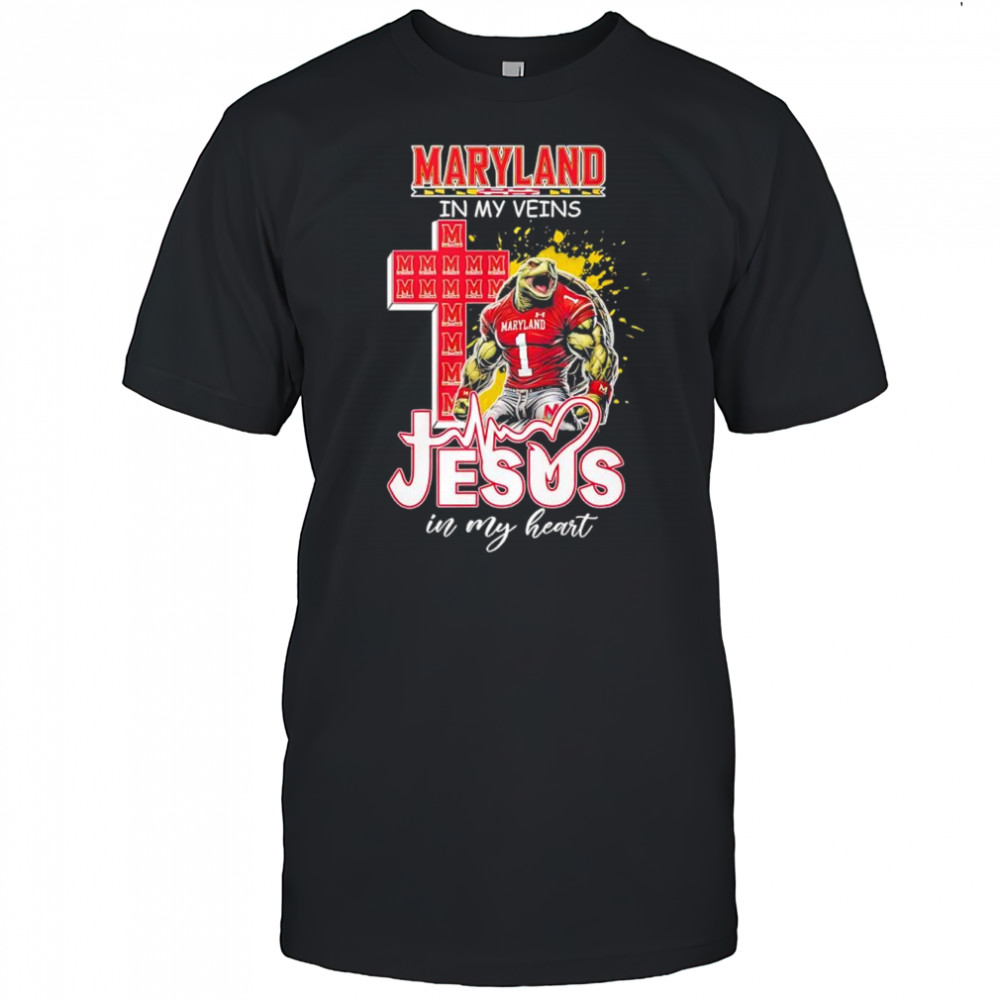 Maryland Terrapins in my veins Jesus in my heart shirt