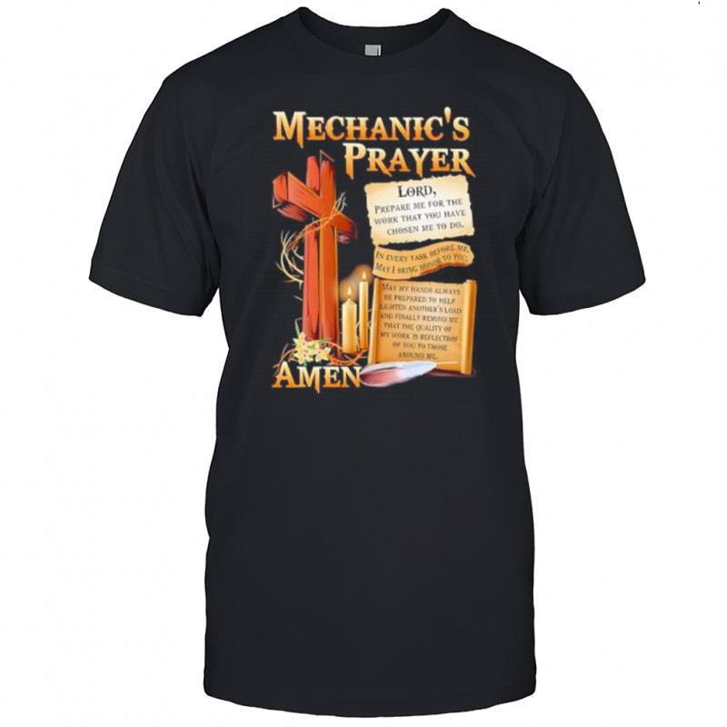 Mechanic’s Prayer with Cross and Candles shirt