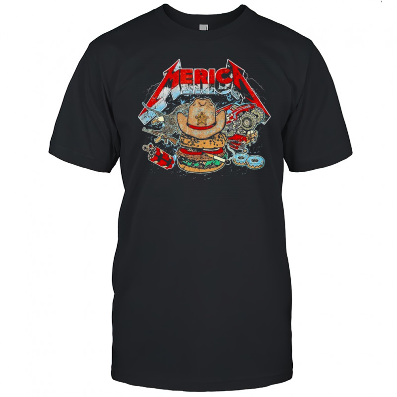 Merica Rock Metal Hamburger Cigarettes T-shirt