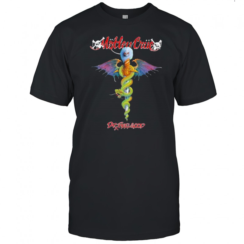 Motley Crue DR Feelgood skull bat wings snake sword rock shirt