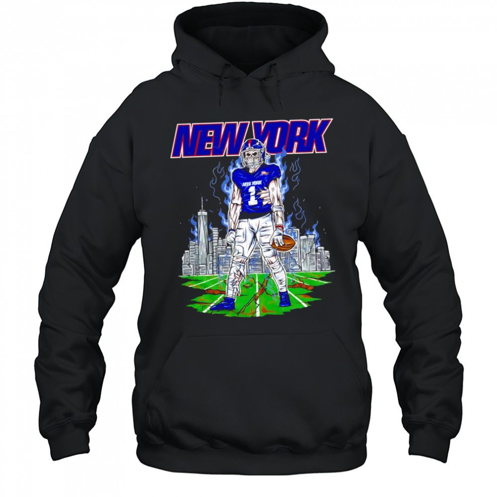 New York Undead Football Player Skull Skyline Zombie American shirt