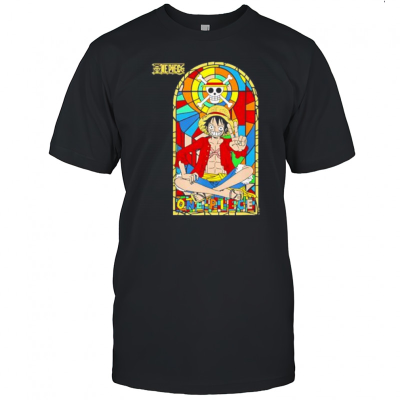 One Piece Luffy Stained Glass Skull and Crossbones Anime Manga shirt