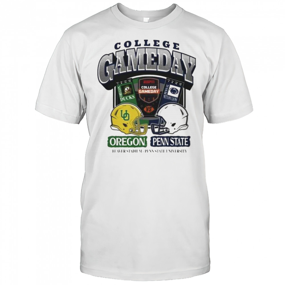 Oregon Ducks Vs Penn State Nittany Lions 2025 College GameDay Helmet T-Shirt
